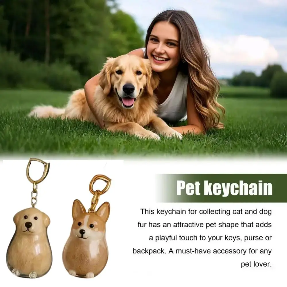 Dog Shape Dog Hair Storage Box Transparent DIY Handmade Pet Hair Keychain Keyring Acrylic Puppy Pendants Pet lovers