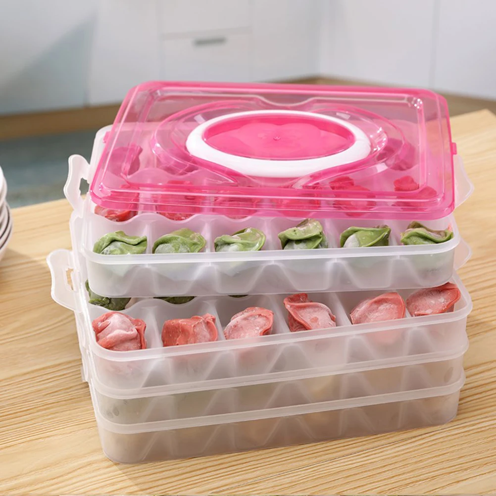 

Dumpling Storage Box Kitchen Container Rosy Multi-layer Plastic Food Containers