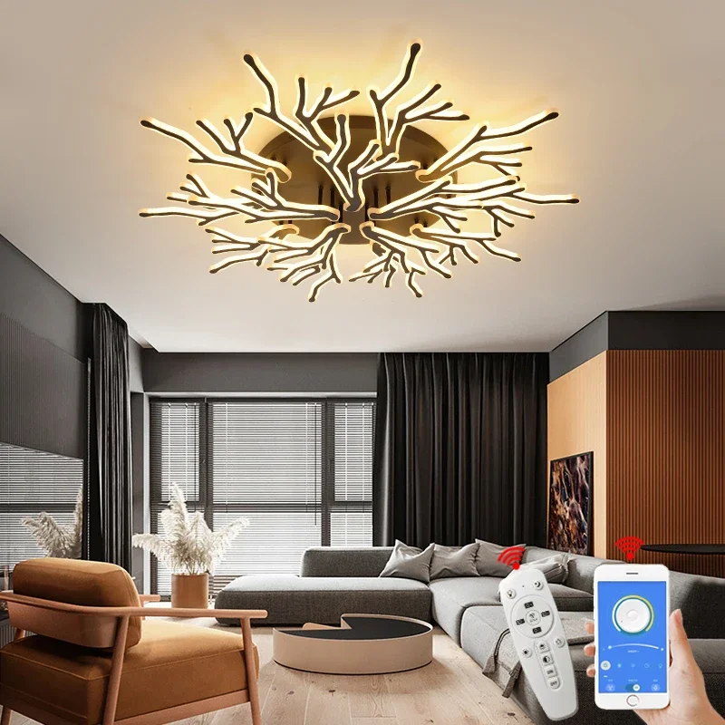 

NEO Gleam Hot APP White/Black Finish Modern Led Ceiling Lights For Living Room Master Bedroom Fixtures AC85-265V Ceiling Lamp