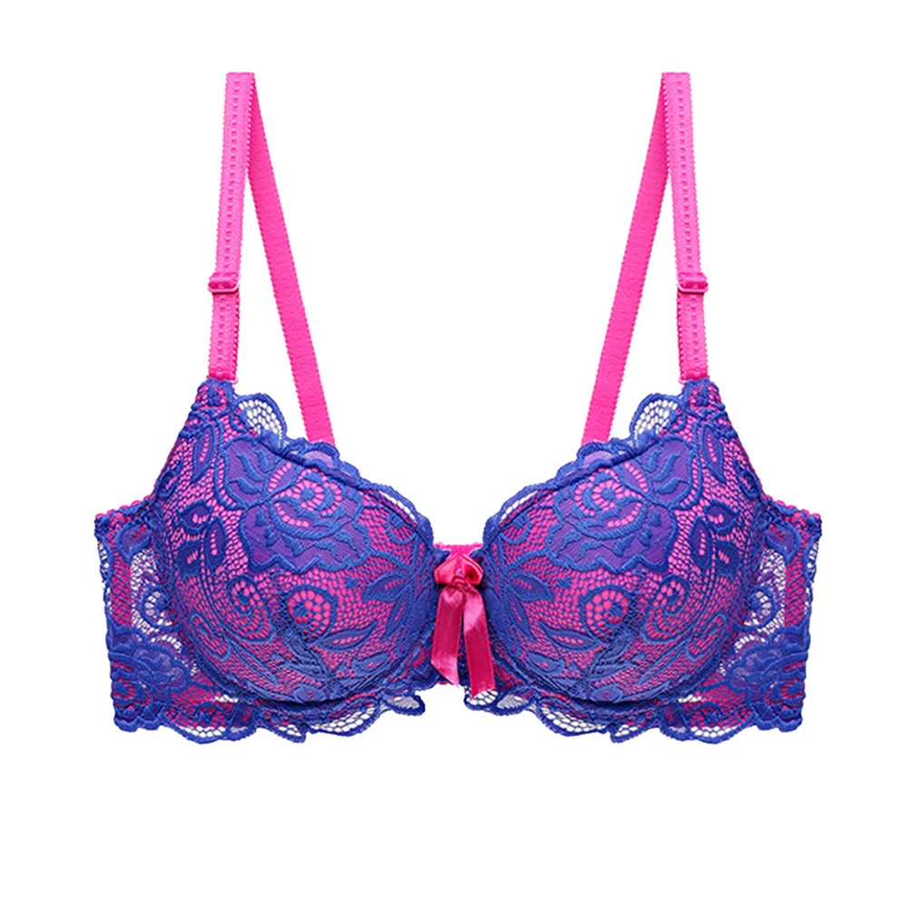 BCHRAYIUP-sutiã sexy do underwire do laço para mulheres, sutiã levemente acolchoado, copo push-up do mergulho, sutiã diário, 34, 36, 38, 40, 42, 44, A, B, C