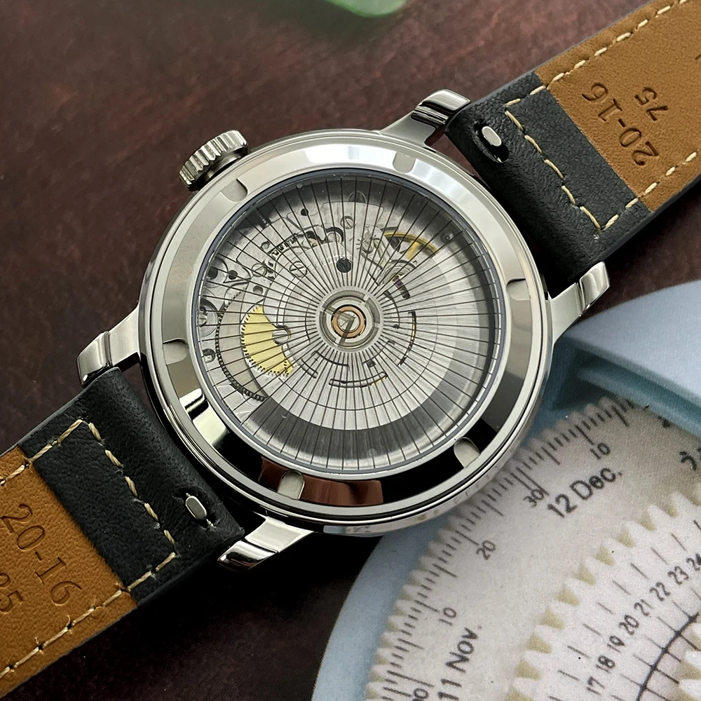 Новые деловые часы Merkur с автоматическим механическим механизмом, отличный календарь с сапфировым стеклом, классический 38 мм с сапфировым стеклом, Relogio Masculino