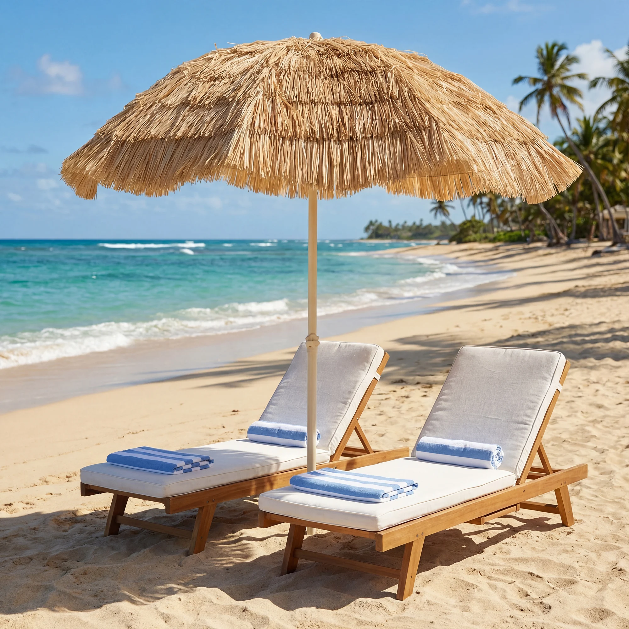 6FT Tiki Umbrella, Outdoor Hawaiian Style Patio Umbrella with 8 Ribs, Carry Bag, Outdoor Tiki Bar, Tropical Palapa