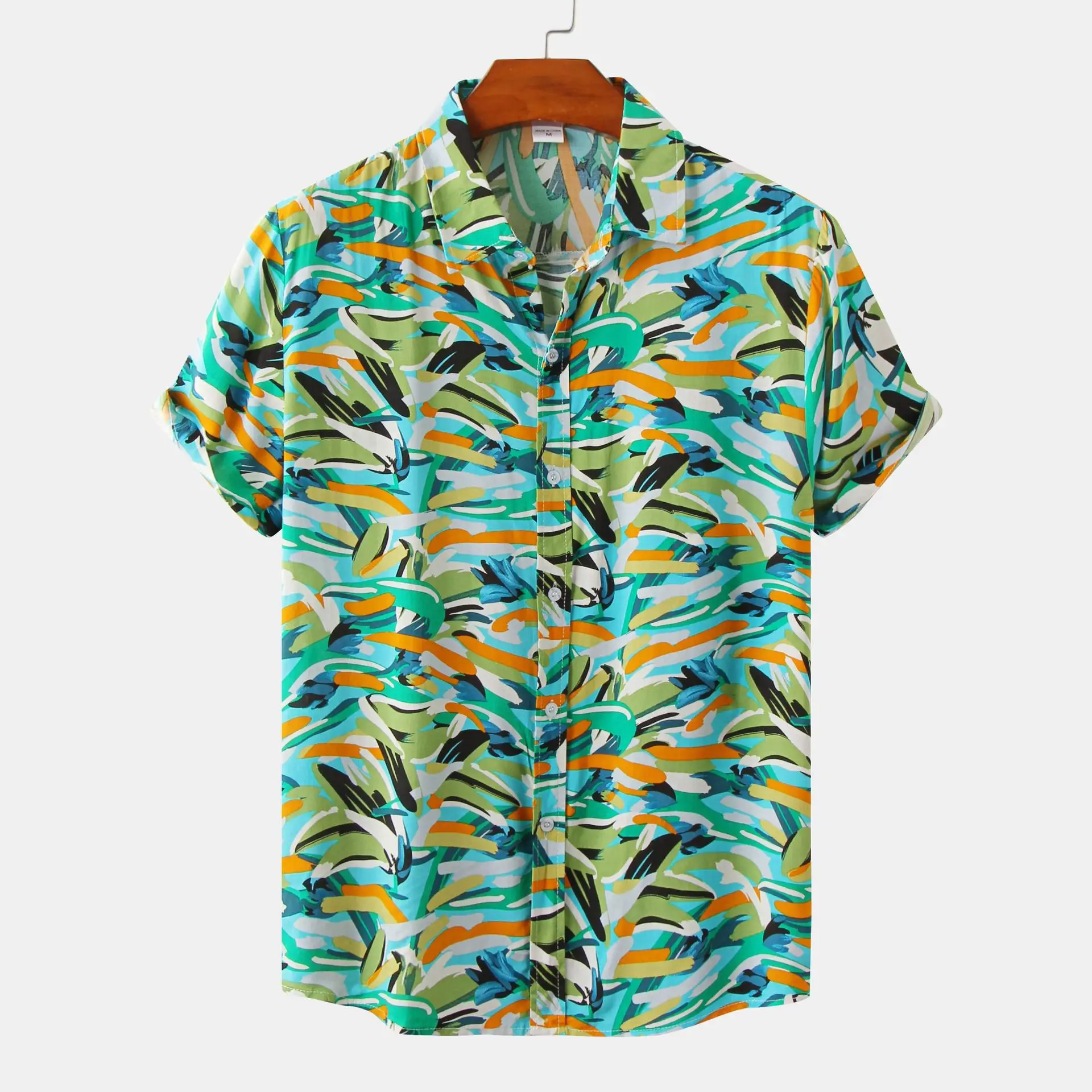 Men\'s Summer Hawaiian Casual Fashion Social Beach Style Short Sleeve Oversized Flower Print Loose Vintage Resort Shirt Chinese