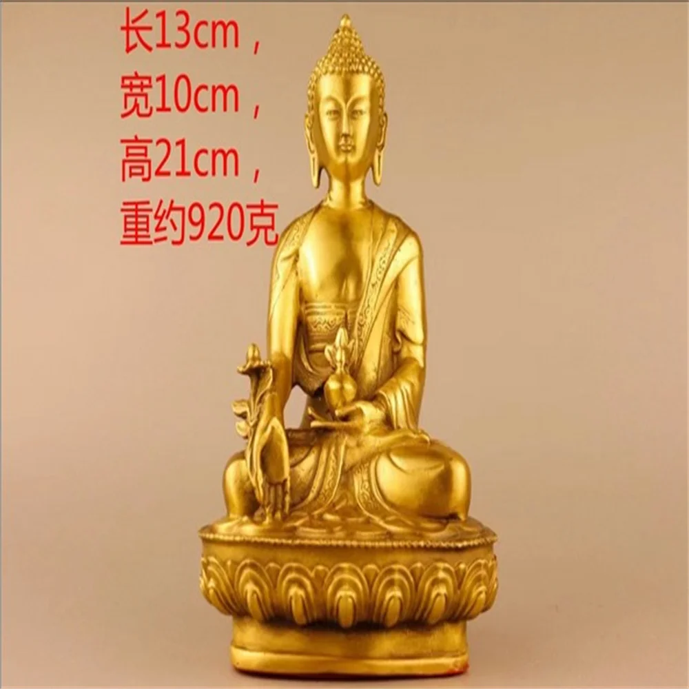 New brass retro nostalgic character Medicine Buddha III Buddha Three Treasures Buddha Copper Medicine King Bodhisattva enshrined