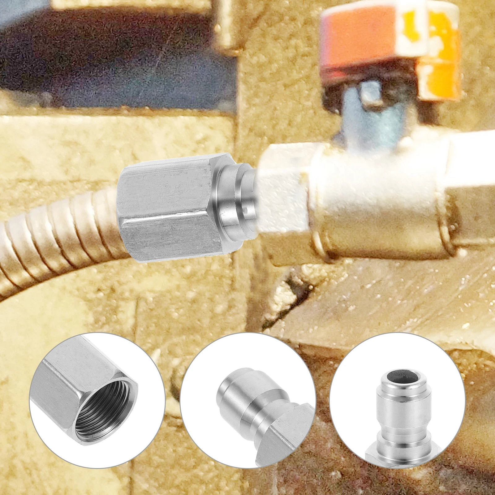 

Stainless Steel High Pressure Washer Adapter Hose Quick Connector Brass Fittings Long Lasting Easy Install Universal Fit