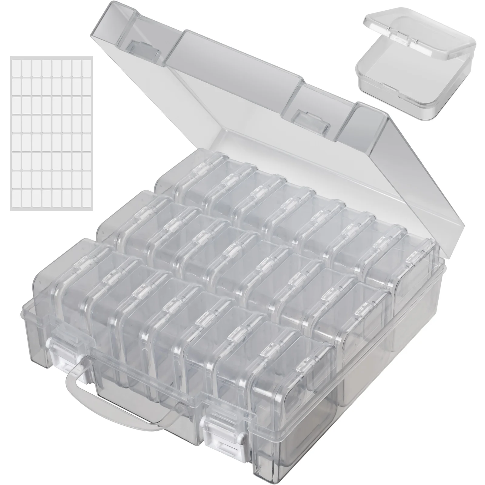 Clear Bead Organizer Box, 24Pcs Small Plastic Bead Storage Containers for Beads Seeds Jewelry Rhinestones Crafts Small Items