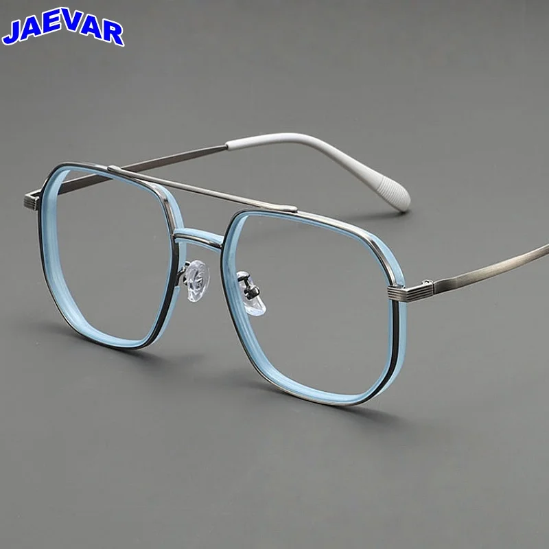 

Metal Eyeglass Frame Fashion Double Beam Men's And Women's Eyeglass Frame Retro Anti Blue Light Optical Prescription Frame 9049