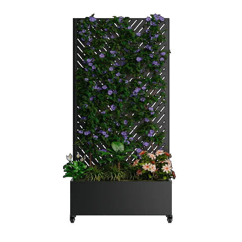 مقسم غرفة معدني أسود مع نمط هندسي، شاشة خصوصية مزخرفة، قسم قائم بذاته لغرفة المعيشة وغرفة النوم