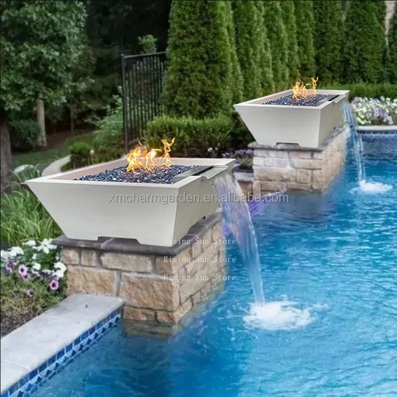 fire and pool bowl swimming pool fire pit waterfall pool fire bowl with remote control