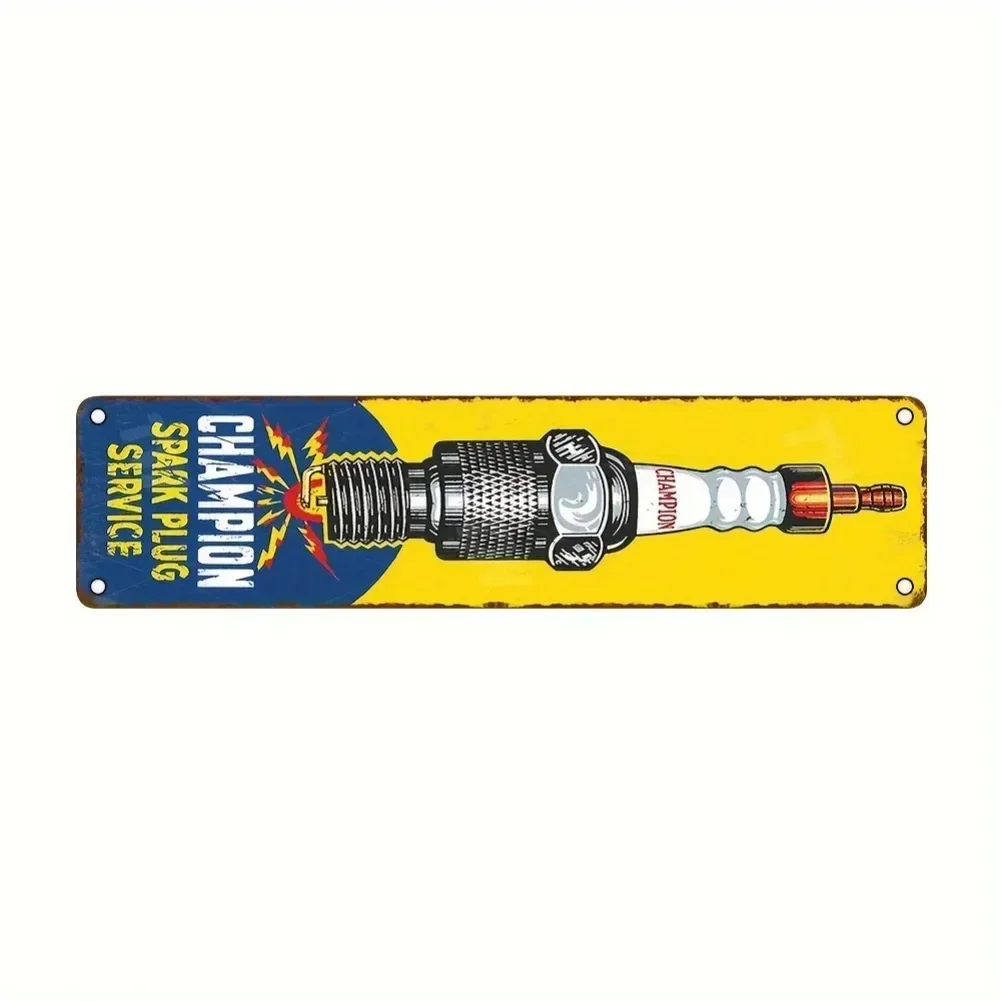 Eye Catching Champion Spark Plug Vintage Sign Wall Hanging Decorative Plaque for Indoor Outdoor Use Ideal for Holiday Decor