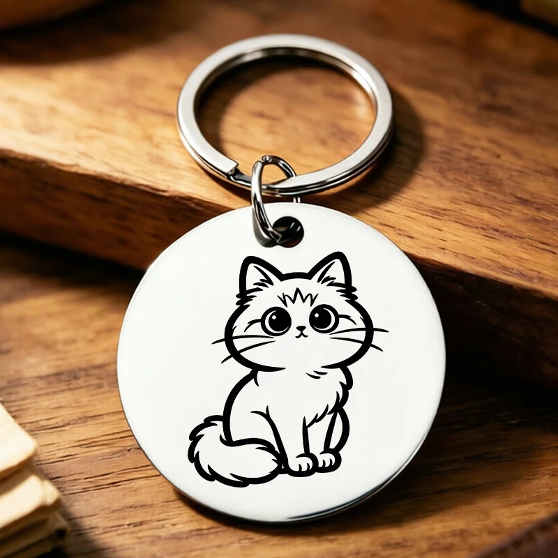 Photo Carving Stainless Steel rotundit Keychain Back Custom Love Expression Text Unique Gift for Your Lover Mother's Day Gift