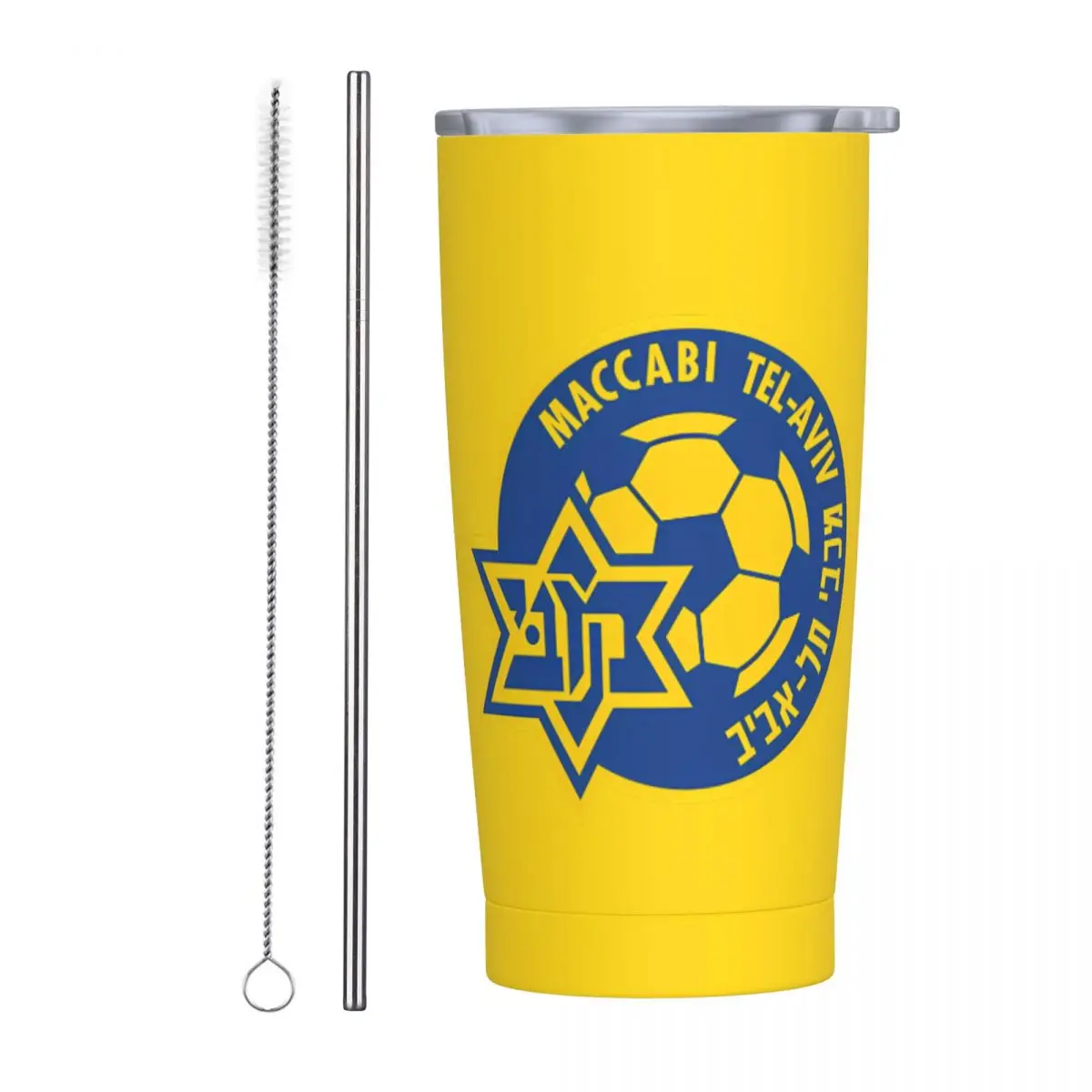 Maccabi Tel Aviv Insulated Tumbler, 20oz Tumbler with Lids and Straws Stainless Steel Vacuum Travel Mug Coffee Cup