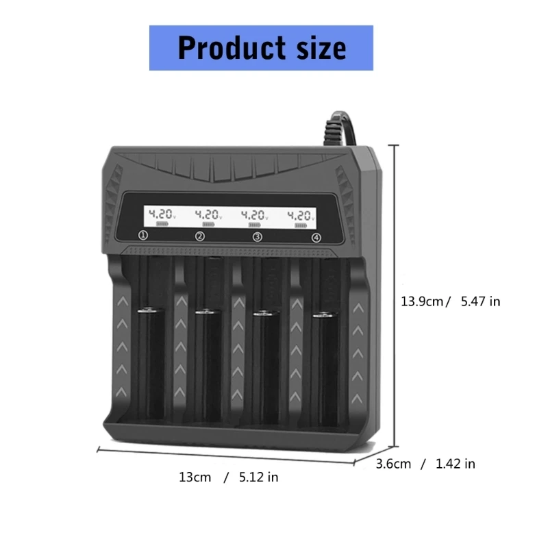 LCD-scherm 18650 batterijlader voor 18650 en oplaadbare AA-batterijen
