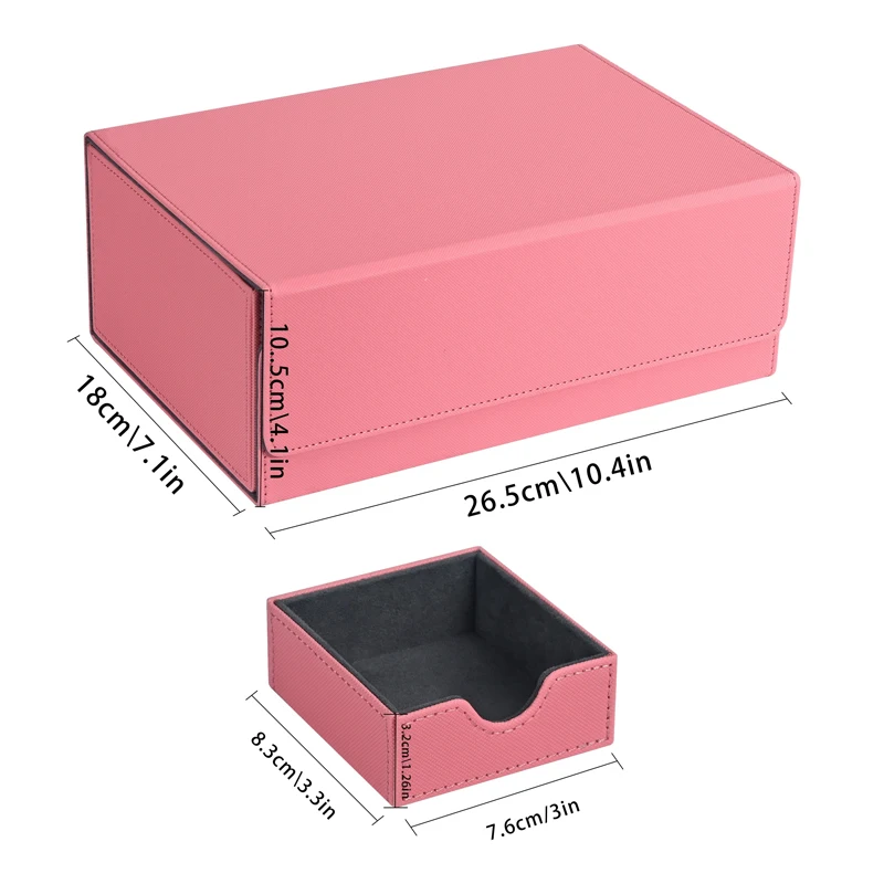 Card Deck Box, Holds Over 600 + Single Sleeved Cards, PU Leather Magnetic Closure for TCG Trading Cards, Magic Game Cards,