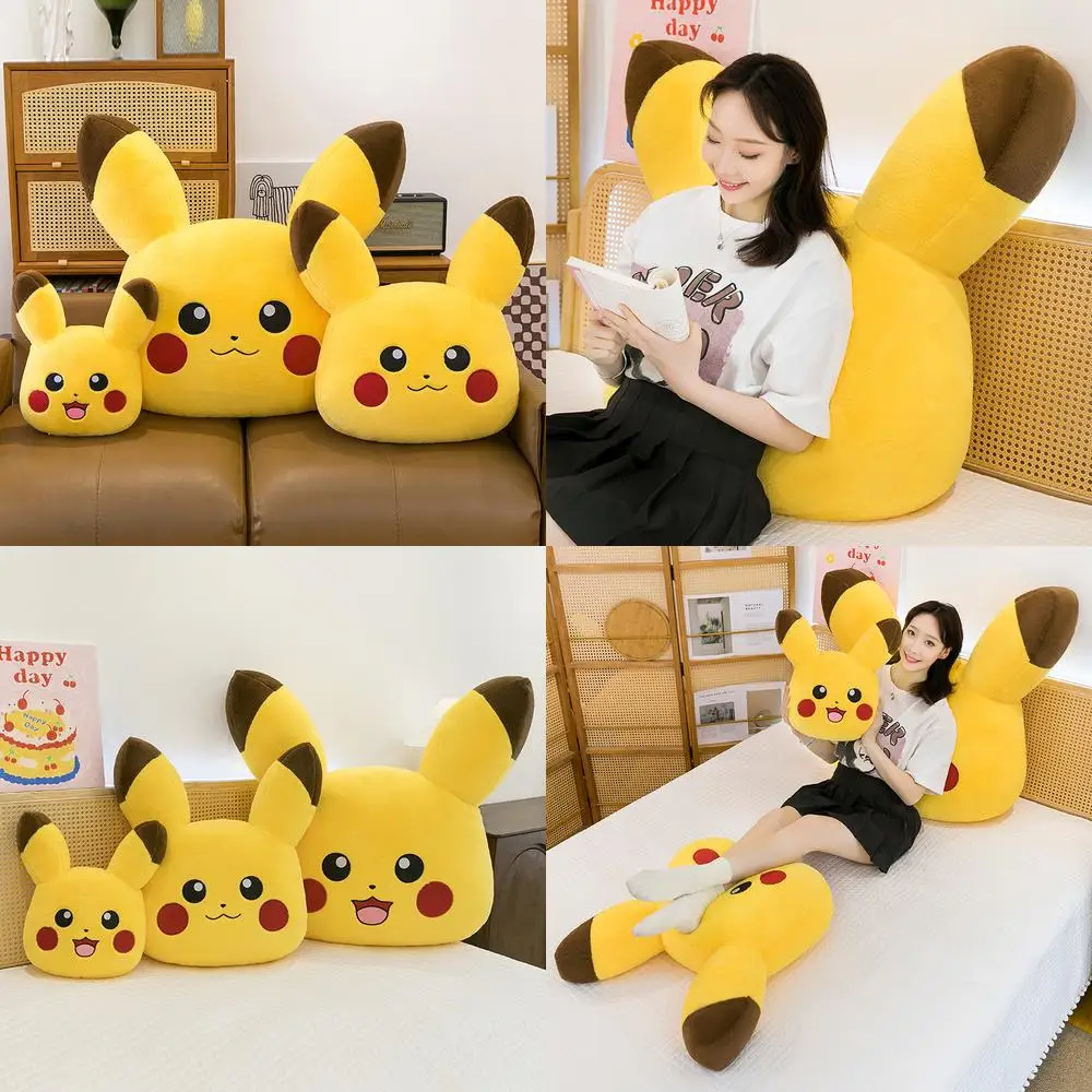 

Кавайная плюшевая игрушка Пикачу, мягкая кукла, двусторонняя подушка, милый приятный спящий приятель, детский подарок на день рождения для девочек