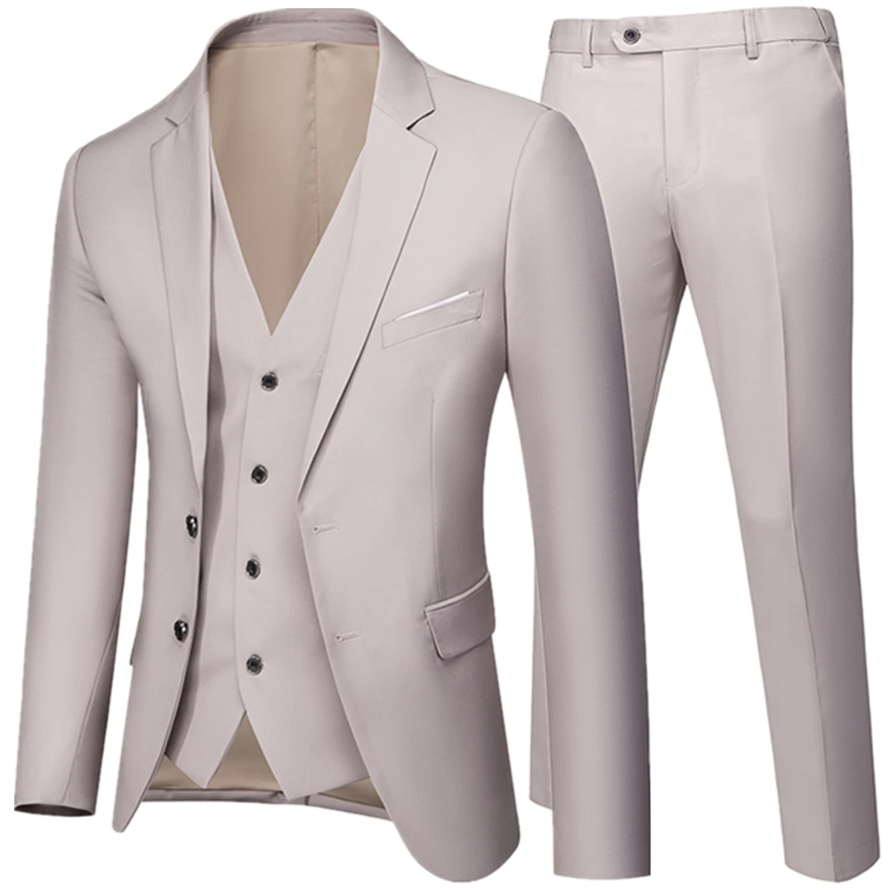 Business Suit Jacket Coat Blazers Trousers Waistcoat Men\'s Wedding Three Pieces Pants Vest Large Size Professional Suits