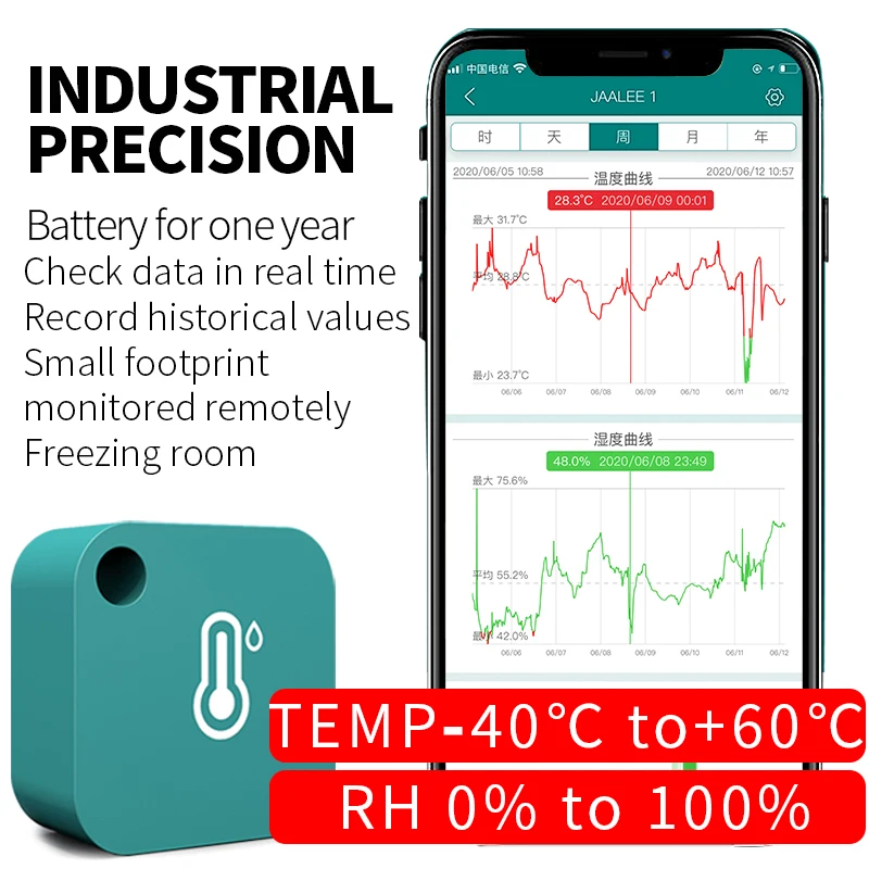 Jaalee JHT termómetro con Sensor de temperatura, humedad, Dewpoint, VPD, higrómetro, Logger, Monitor de exportación, refrigerador, congelador, nevera