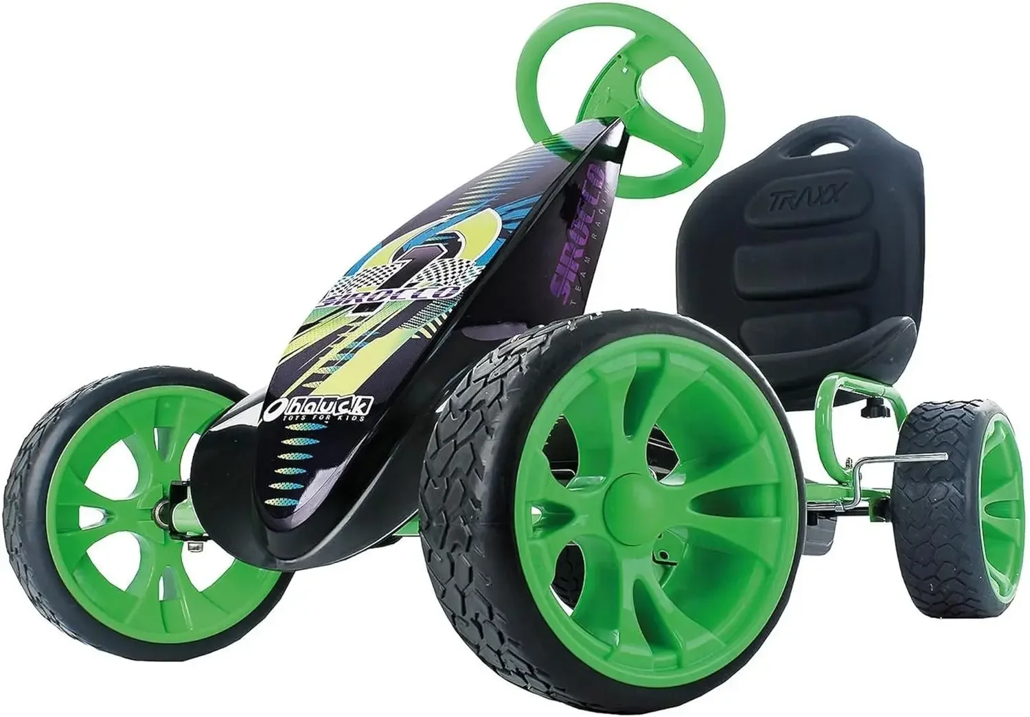 Racing Go Kart with Low Profile Rubber Tires, 8 Spoke Rim, and Clutch Free Ride for Toys, Games, and Kids' Pedal Vehicles