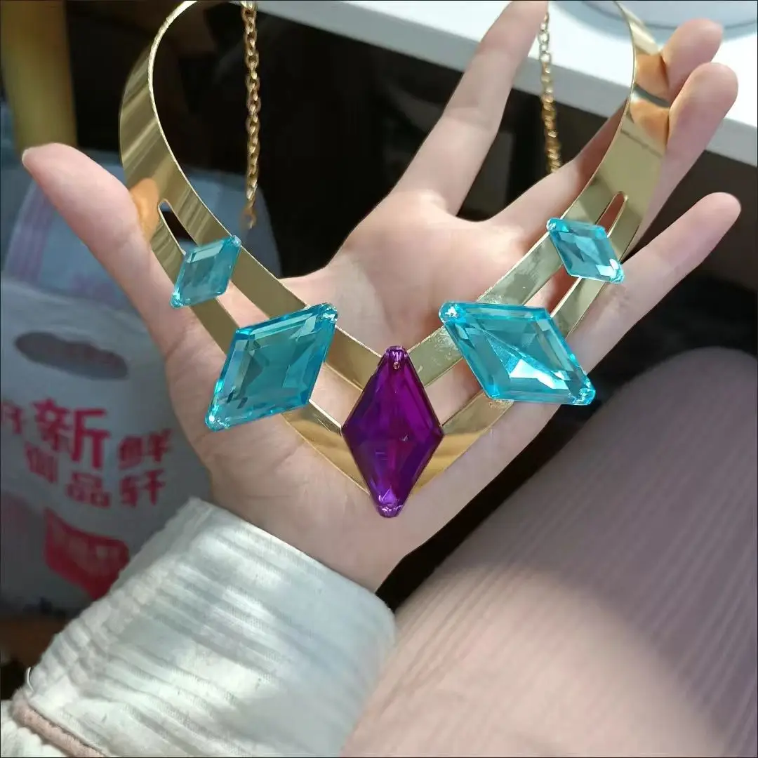 Anime Pony Rarity Cosplay Necklace Blue rhinestone Hairpin Headpiece Earrings Golden Bracelet accessories costume
