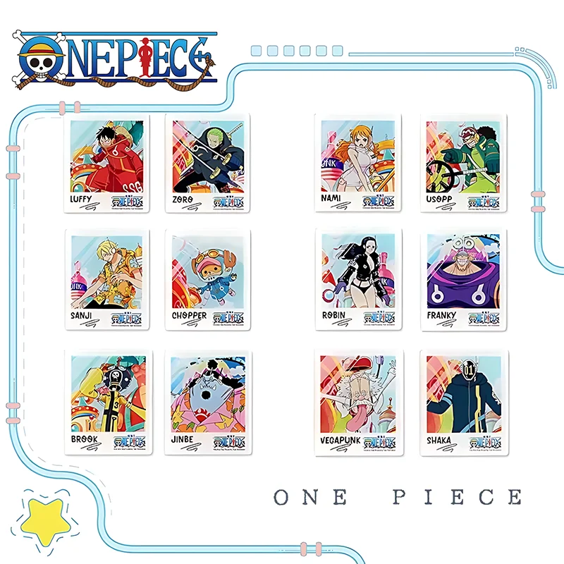 1 pièce Officielle ONE PIECE Egghead Aimant de réfrigérateur style Polaroid Boîte mystère. Collectez le groupe des chapeaux de paille – Un cadeau décoratif pour les amis.