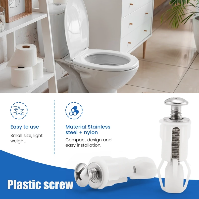 Toilet Seat Screws And Toilet Lid Screws Stainless Steel Top Fixing Hinges Screws, For Toilet Seat Replacement Parts