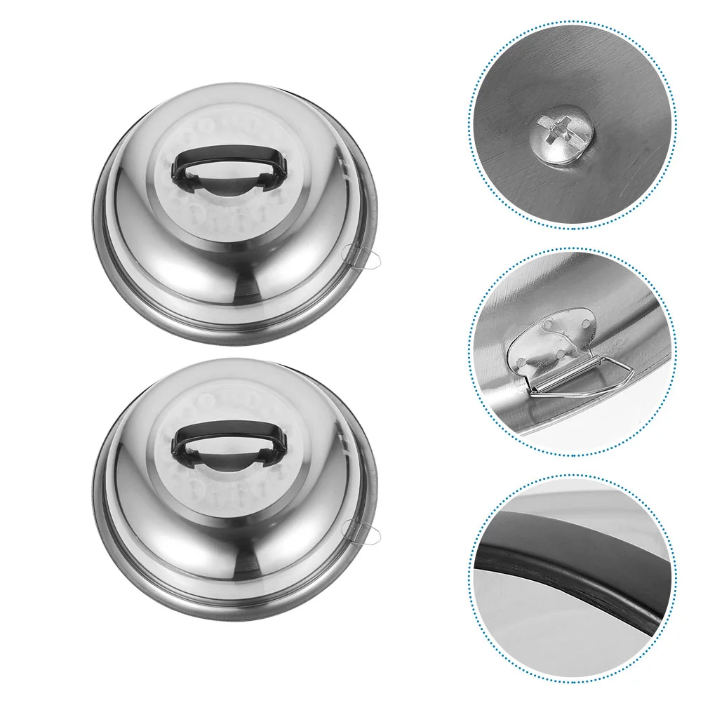2Pcs Pot Cover 28.5cm Stainless Steel Explosion Proof Drip Proof Cooking Tool Kitchen Gadget Universal Fits Pans