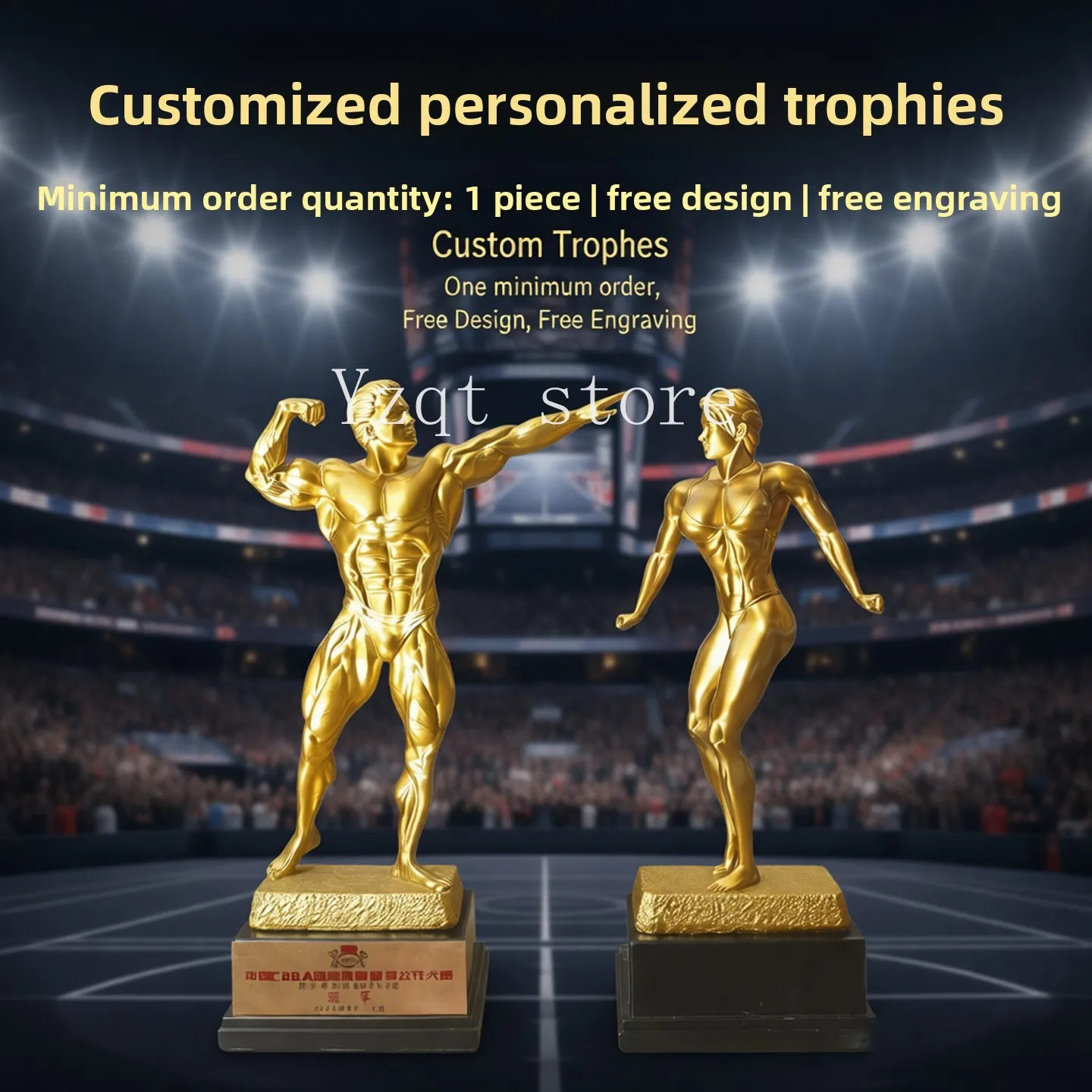 Creative Bodybuilding Commemorative Gift Event Annual Meeting Awards Fitness Character Modeling Gold Lettering Customization