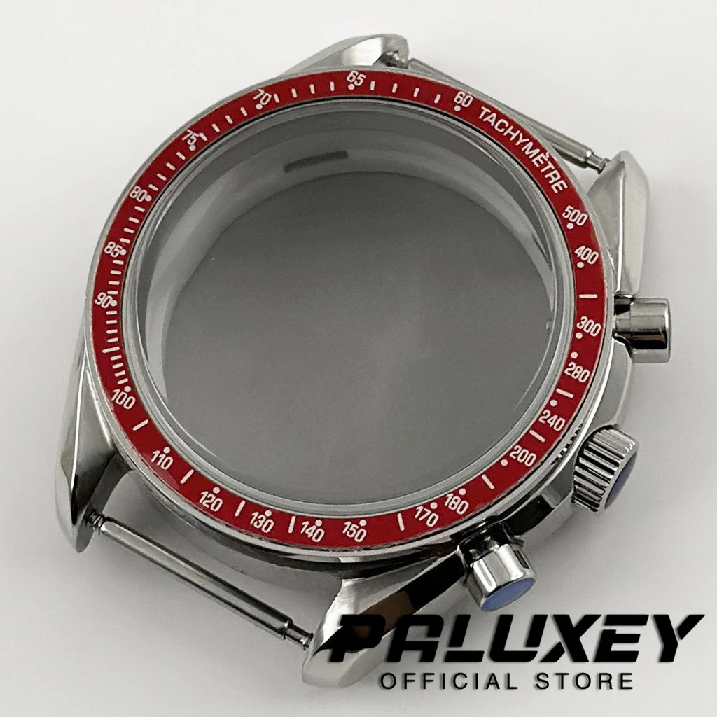 VK63 40mm Speedmaster Case Men's Watches Metal Sapphire Glass Watch Case Accessories Watch Parts Fit VK63 VK63A Quartz Movement