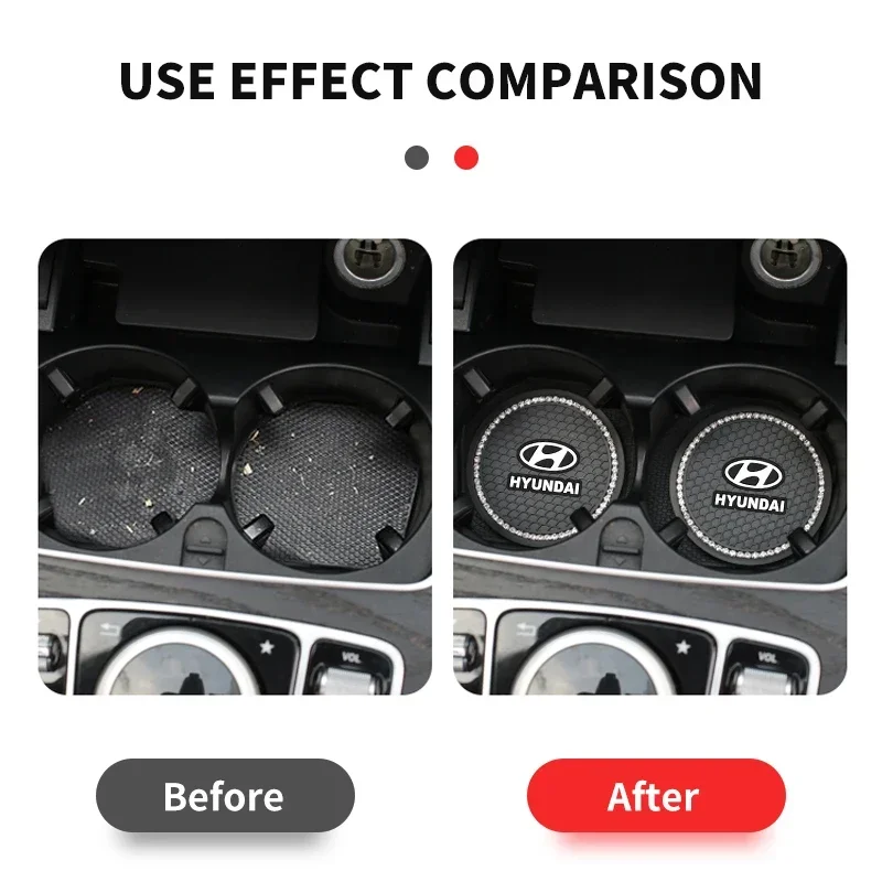 1/2 قطعة قاعدة أكواب السيارة البلاستيكية الماس المضادة للانزلاق الوقايات سيارة الداخلية لشركة هيونداي Fe سوناتا سولاريس أزيرا كريتا I30 Ix25 IX35 توكسون #3