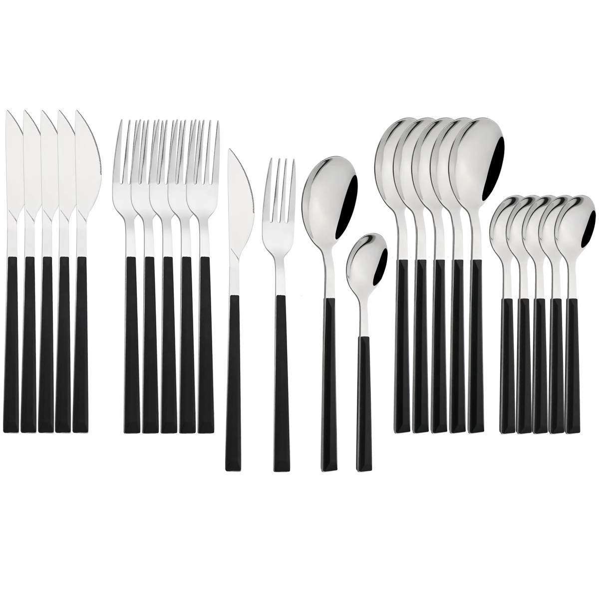 24Pcs Messer Gabel Löffel Geschirr Set Hohe Qualität Besteck Set Edelstahl Besteck Kreative Nachahmung Holz Griff Geschirr