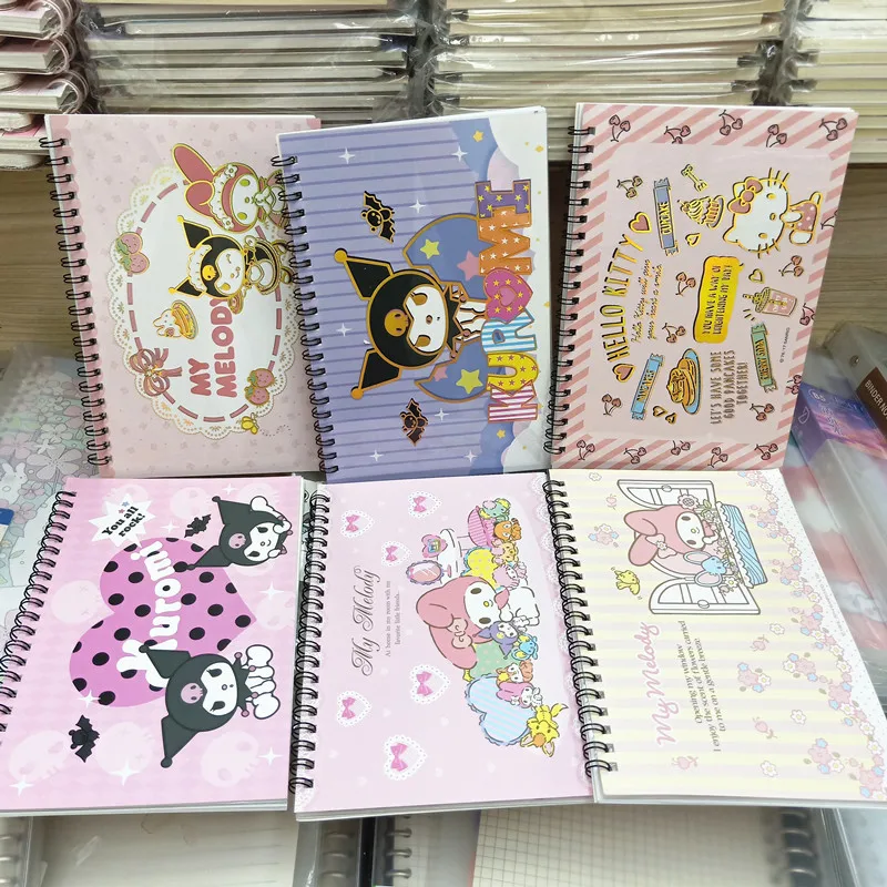 24pcs Sanrio Stickers Coil Book Kawaii Kuromi Melody Transparent Paper Handbook Sticker Material Stationery wholesale Kids Toys