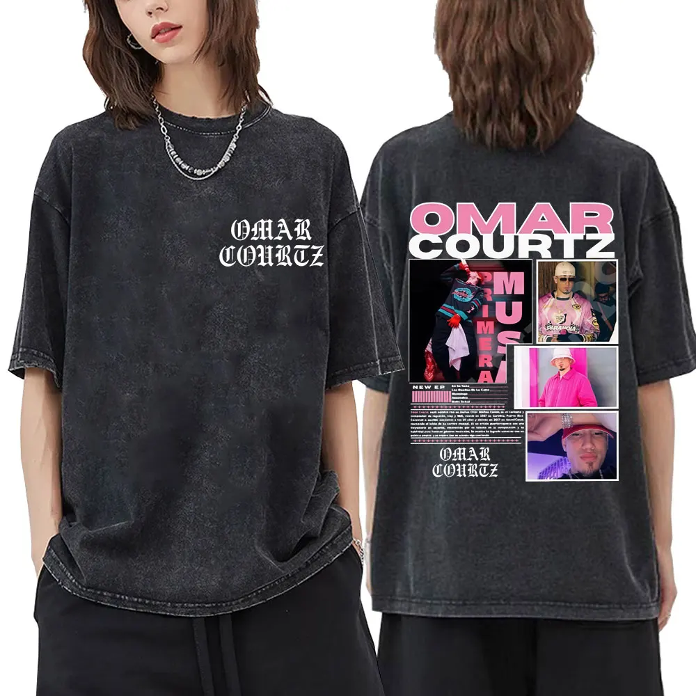 

Washed Vintage Rapper Omar Courtz Primera Musa Tour 2025 T-shirt Fans Gift Men Women Clothing Hip Hop Fashion Oversized T Shirt