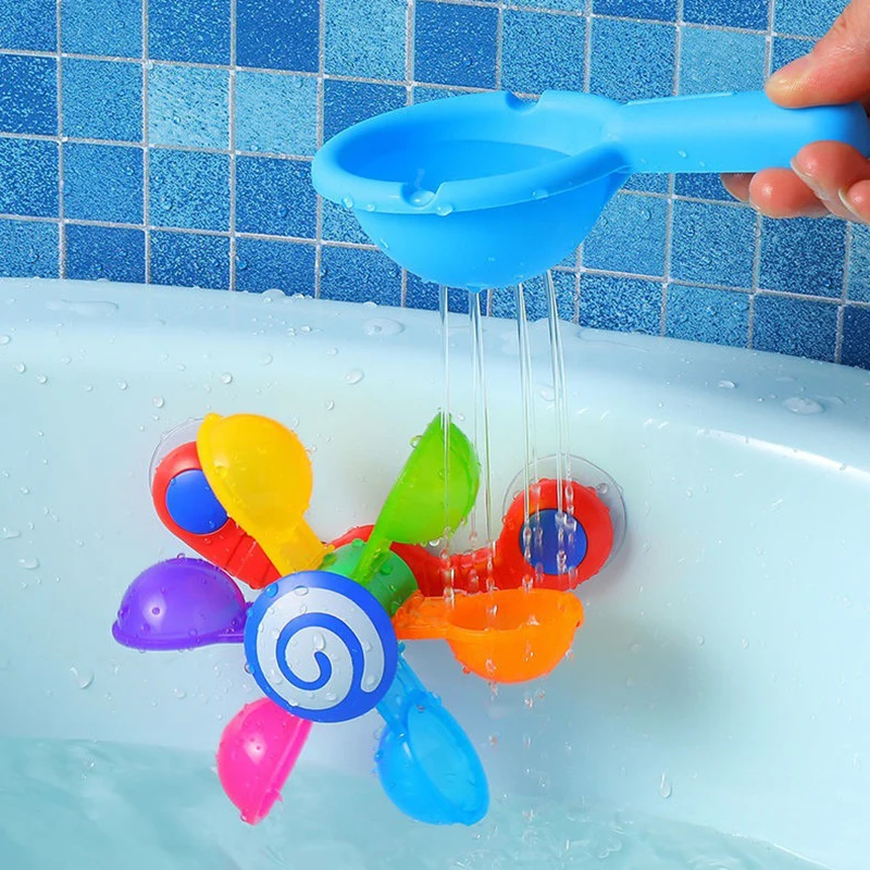 

Baby Bath Toys Colorful Waterwheel Bathing Sucker Bathtub Water Spray Play Set Shower Sprinkler Toy for Kids Toddler Children