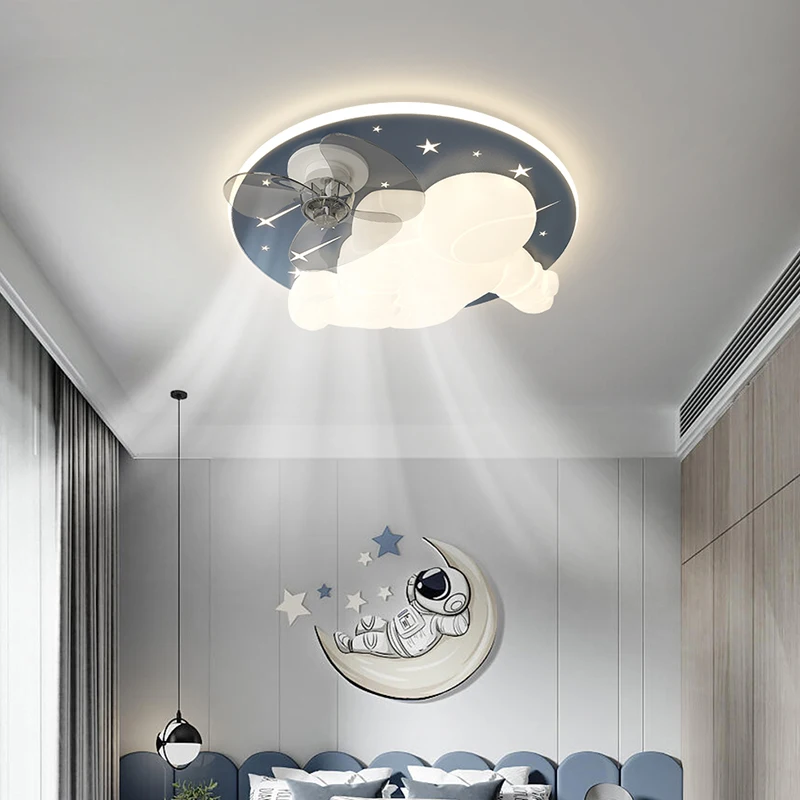 Modern, minimalist and creative cartoon fan light for children's bedroom light, ceiling light, master bedroom light