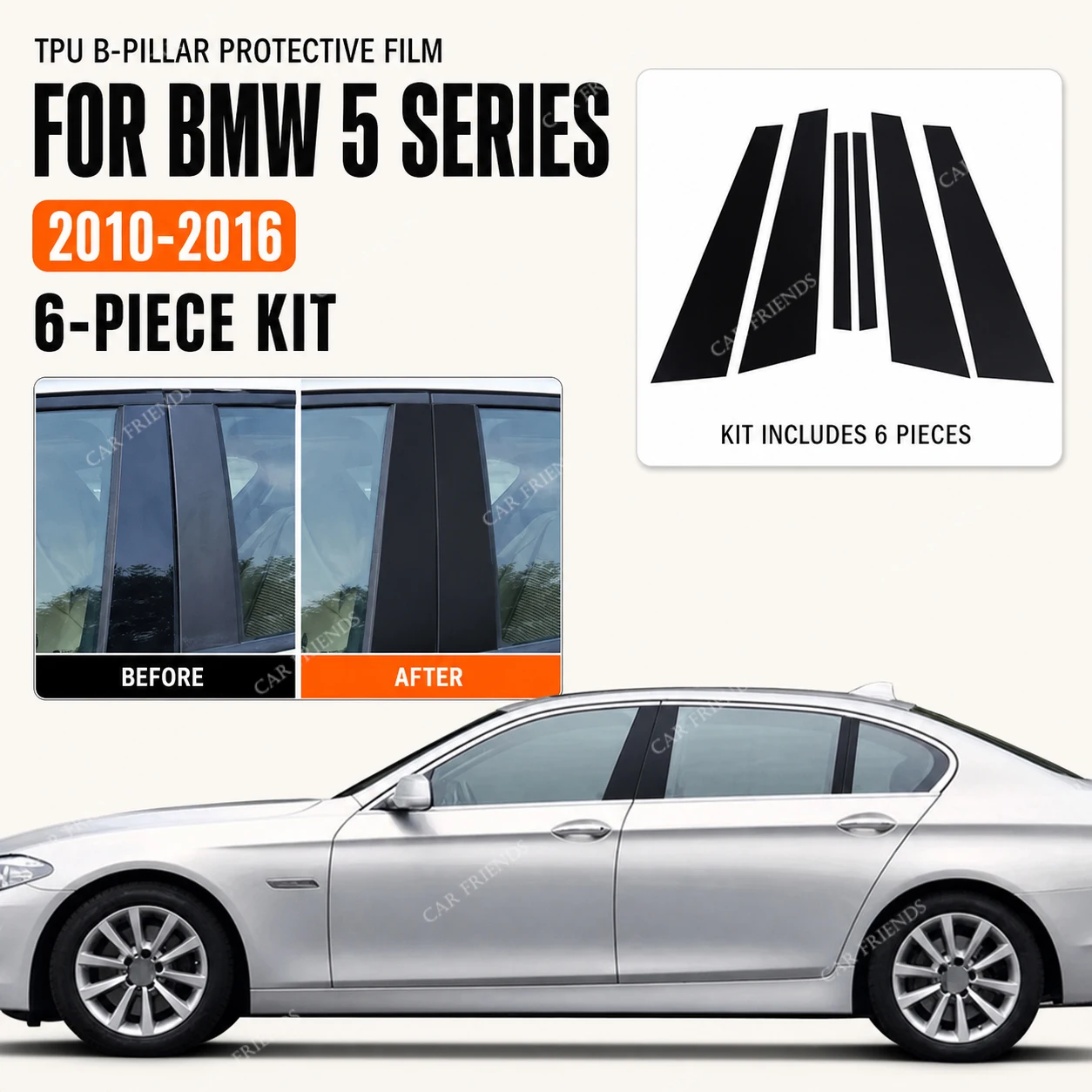 Glossy Carbon Fiber Custom Fit For BMW F30/E46/E90/G20 318i/325i/320i/328i B-Pillar Protective Film Door Pillar Protector