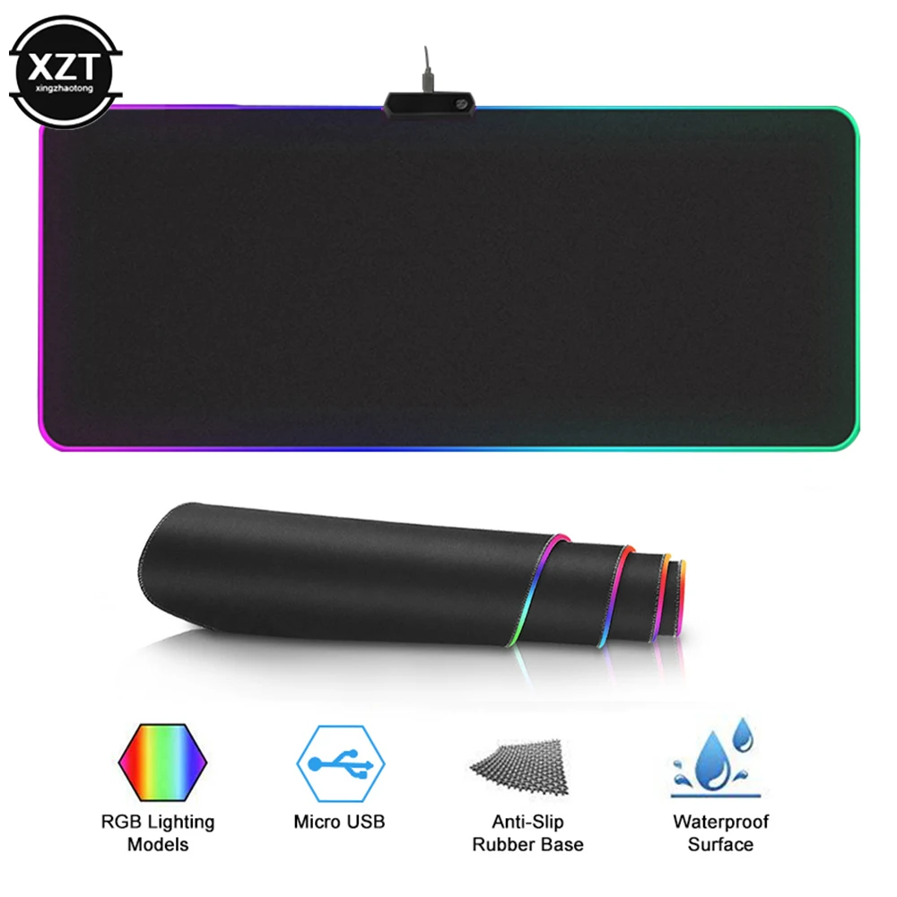 Duża klawiatura z myszką RGB Pad 400*900*4mm dla komputer stancjonarny pulpit LED oświetlenie biurka Mat klawiatura do gier Pad antypoślizgowa