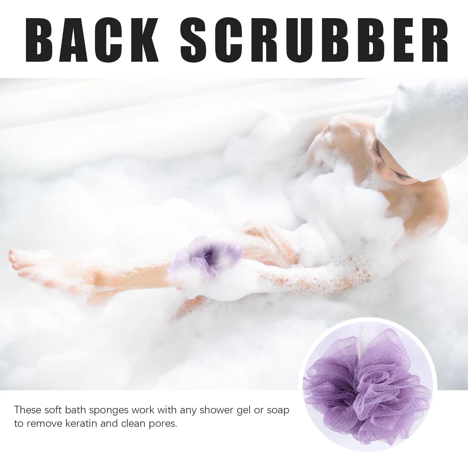 

4Pcs Mesh Bath Gloves and Shower Sponge Set Soft Touch Exfoliator Removes Keratin Rinses Grease Hangable Design for Home Travel