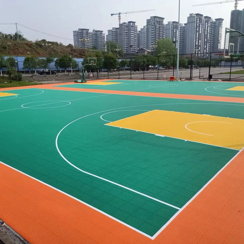 Beable Interlocking Floor Tiles for Multi-Purpose Sports, Easy to Install, Basketball Court Ground with Lines and LOGO