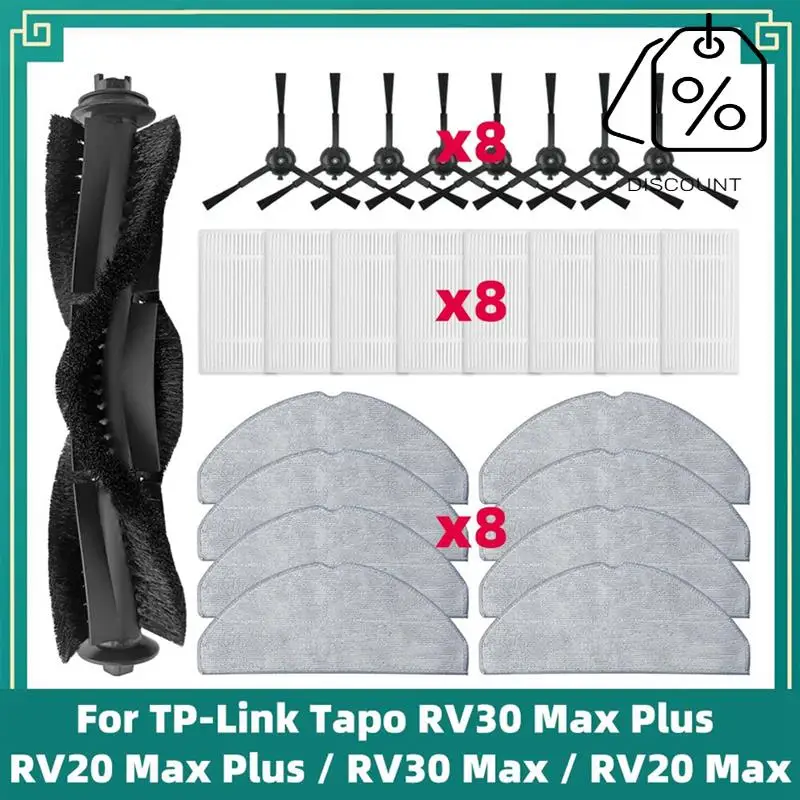 AB35-Für TP-Link Tapo RV30 Max / RV30 Max Plus / RV20 Max / RV20 Max Plus Vakuum Teile Filter Hauptseite Pinsel Mopp Pad