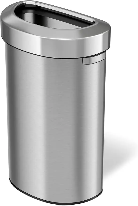 

Stainless Steel Trash Can and Recycle Bin, ITouchless 23 Gallon, Semi-Round Open Top, 87 Liter, Slim Space-Saving Design