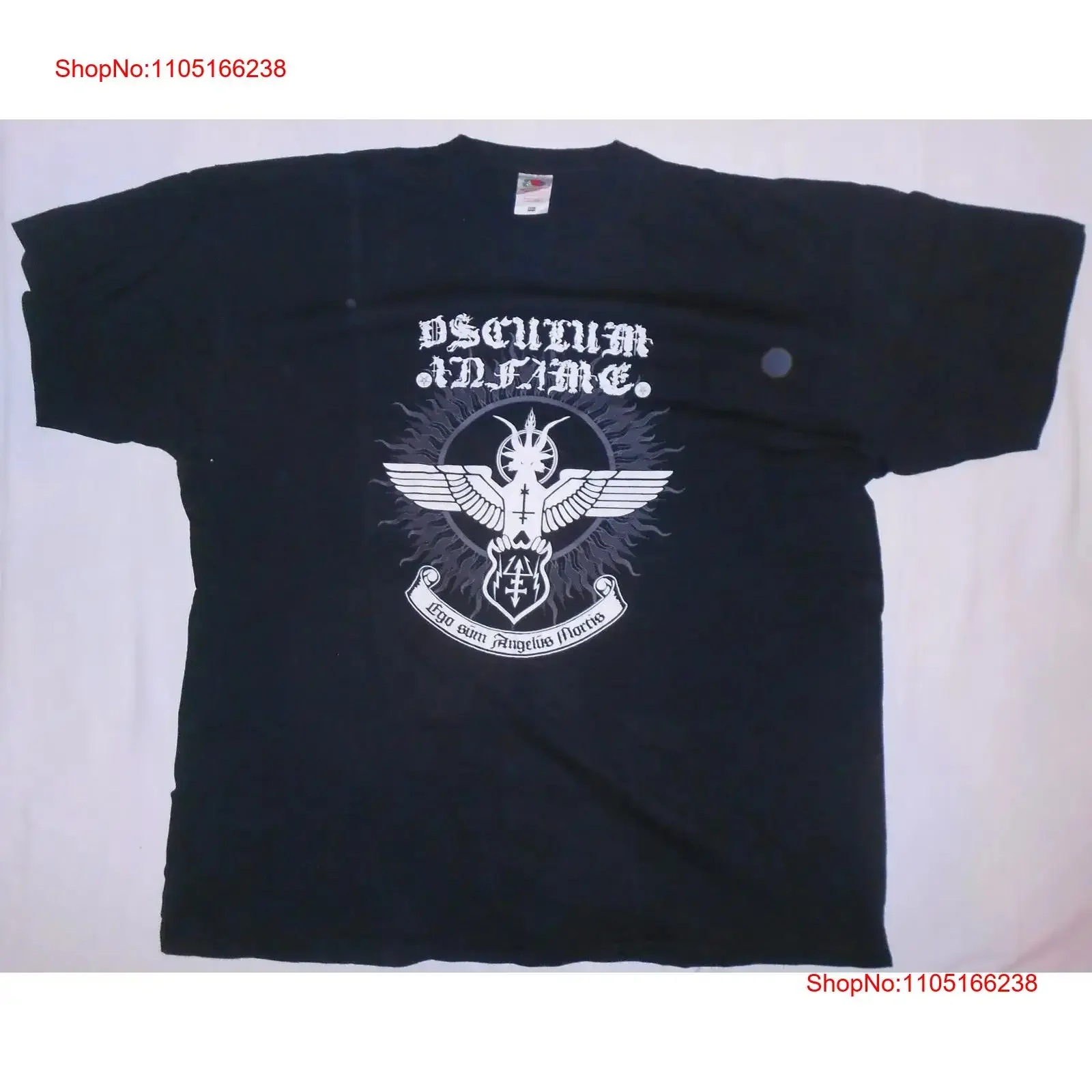 OSCULUM INFAME Ego sum angelus mortis Camiseta vintage Lavado Versátil Cómodo gráfico Estirado ropa de diseñador Casual