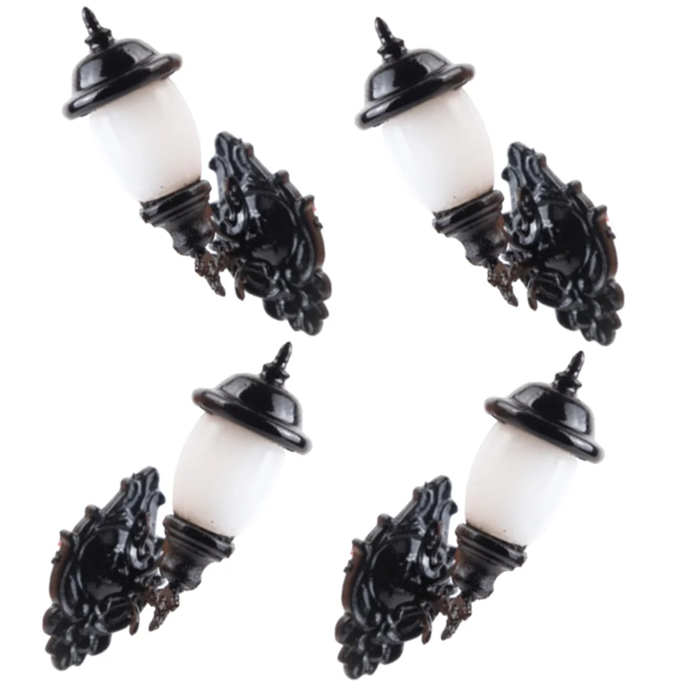 4 Pcs Dollhouse Wall Light Solar Outdoor Lamp Miniatures Luminous Adornment Accessories