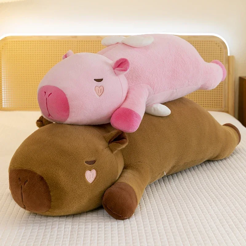 90cm Kawaii Capybara Plush Doll Floor Mat High Quality Animal Capybara Plush Long Pillow Carpet Home Deco Kid Birthday Xmas Gift