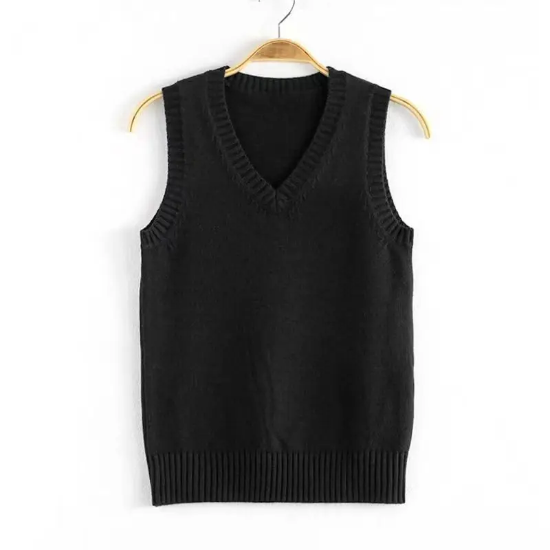 المرأة سترة برقبة على شكل v سترة موضة رقيقة الصلبة لباس خارجي غير رسمي محبوك أكمام الدافئة البلوز نمط Preppy بسيط تانك القمم