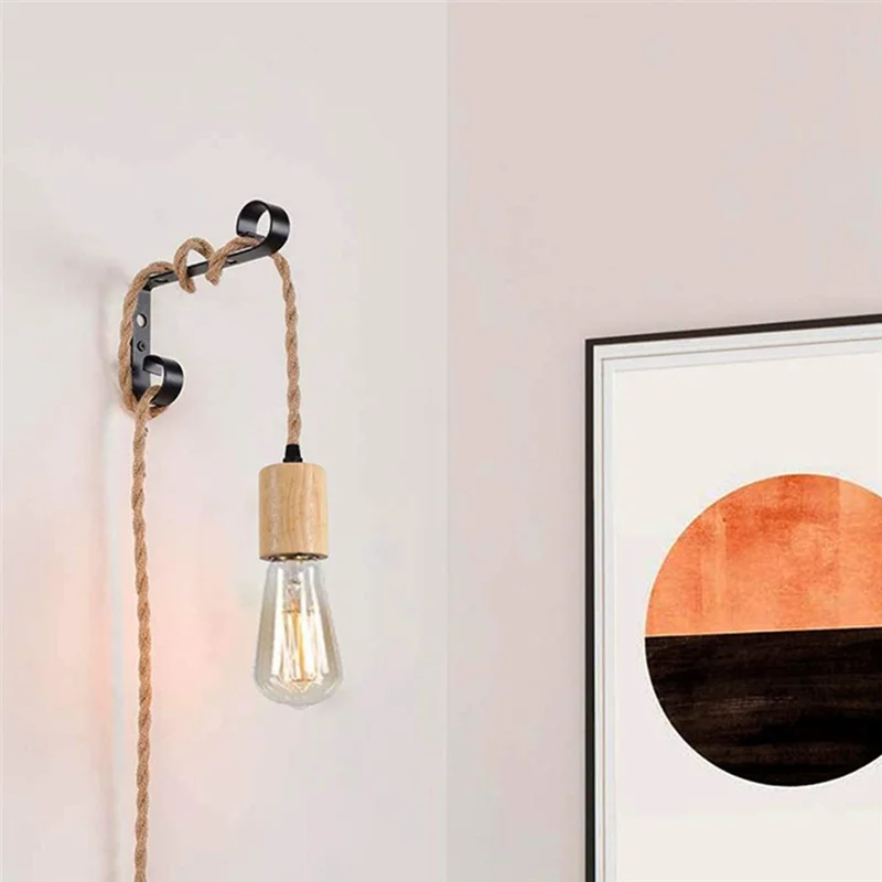 

Комплект шнура для подвесного светильника из дерева AFOURT, винтажный промышленный подвесной шнур для лампы 14,76 футов с витой нейлоновой веревкой E26