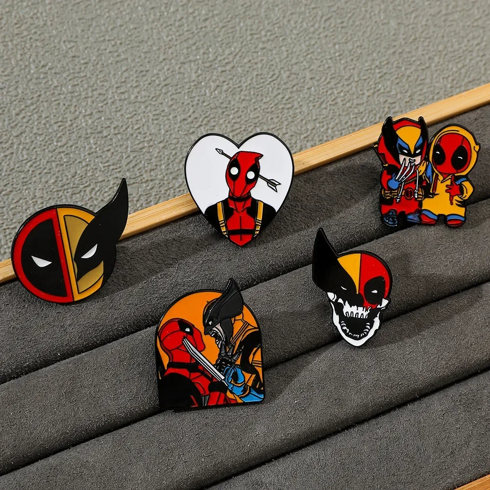 Disney Anime Cartoon Brooch Creative Cool Deadpool Trend Dressing Enamel Pin Metal Badge Jewelry Clothing Backpack Accessories