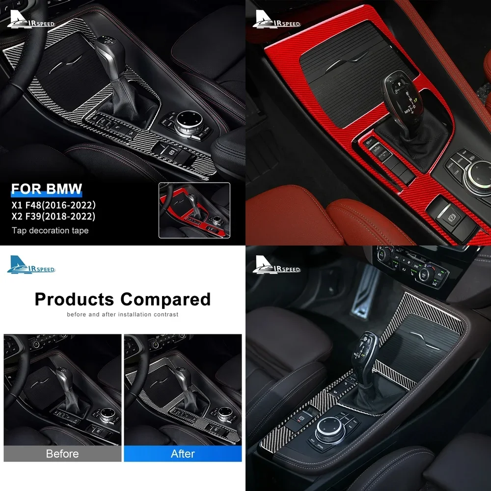 

Real Carbon Fiber Interior Accessories Car Console Gear Shift Panel Frame Sticker for BMW X1 F48 X2 F39 2018 2019 2020 2021 2022