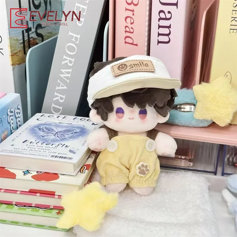 

Evelyn Мини-одежда для куклы из ткани 10 см и хлопчатобумажной куклы, милый комбинезон, брюки-ремян, шляпа, кепка, наряд «Любовь и глубокое пространство», подарок Caleb