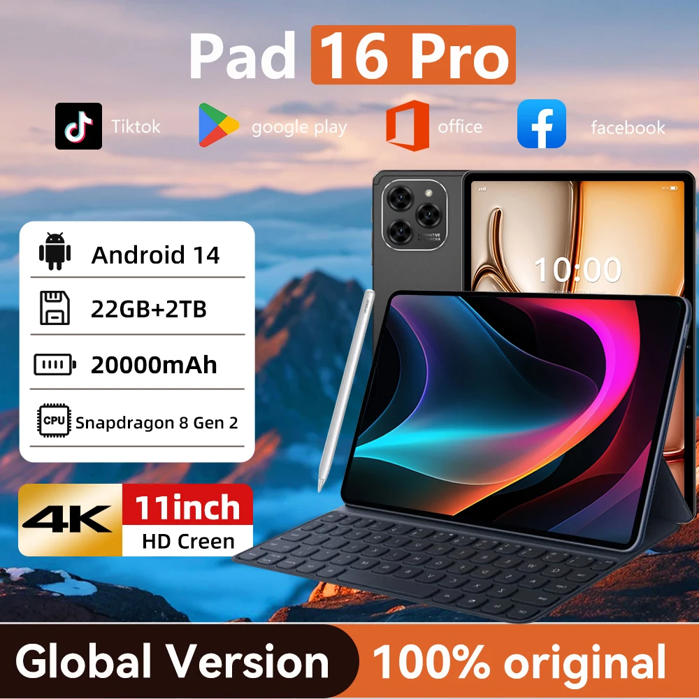 

2025 NEW Tablet Pad 6 Pro Global Version Original Android 14 11Inch 16GB+1TB 5G Dual SIM Smart Tablets pc with keyboard WiFi