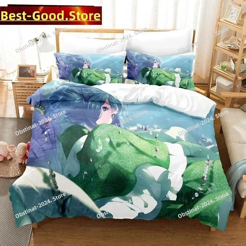 3D Anime Wakasagihime (Touhou) Printing Comforter Bedding Set,Duvet Cover Bed Set Quilt Cover Pillowcase,King Queen Size Kid